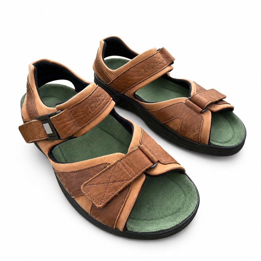 Mephisto Shark Fit Tan Brown Leather Walking Sandals Air Bag System EU 43 M 9.5